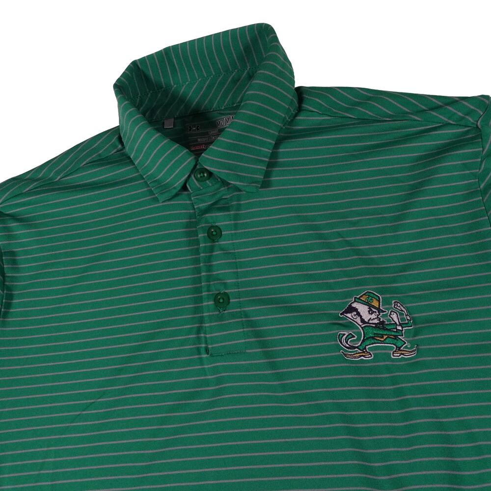 Notre Dame Under Armour Performance Striped Polo Shirt Men's Loose Medium